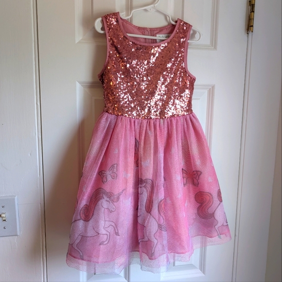 Blush by Us Angels Other - Blush By US Angels Girls Size 5 Pink Unicorn Sequin Dress